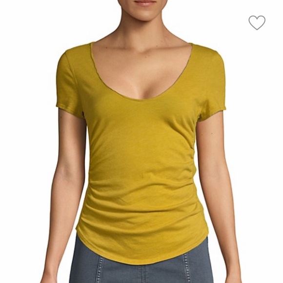 FREE PEOPLE SONNET RUNCHED SCOOP-NECK TEE SHIRT IN SAGE SIZE SMALL - Picture 3 of 8